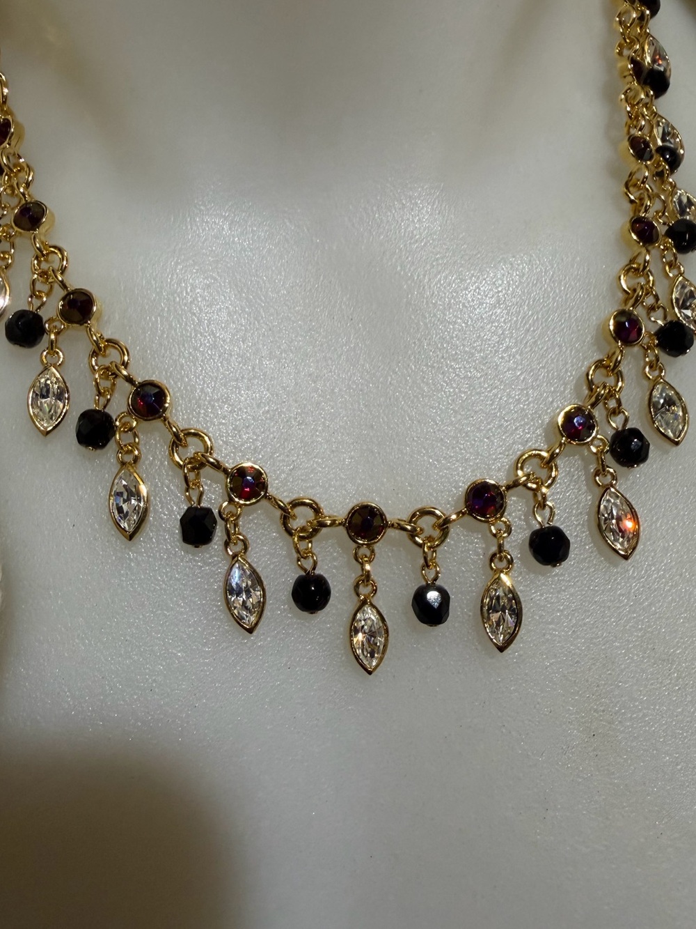 Vintage Monet Necklace with Crystal and Garnets Accents